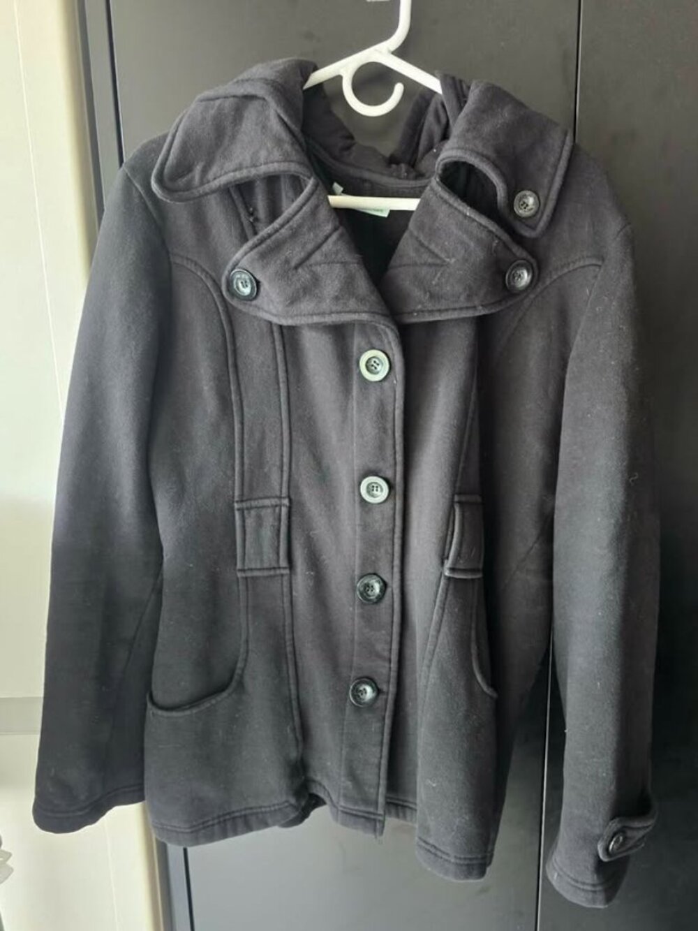 Maurices Black Hooded Peacoat Jacket Size XL